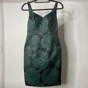 Anthropologie Leifsdottir 2 Hidden Blooms Dress Green Brocade Sleeveless Sheath